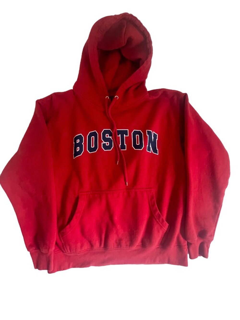 Boston Graphic Hoodie Men’s Medium Red Pullover Sweatshirt